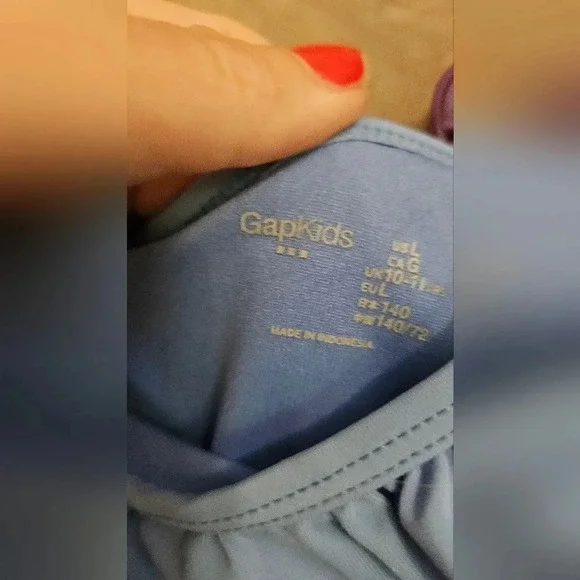 GAP Kids Kids Asymmetric One-Piece Swimsuit in Blue. Size L(10=12) - Picture 3 of 5